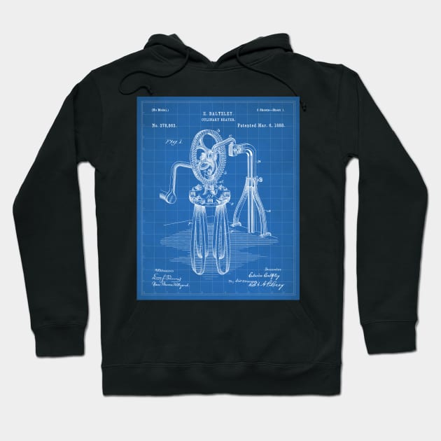 Egg Beater Patent - Baker Cook Chef Kitchen Decor Art - Blueprint Hoodie by patentpress